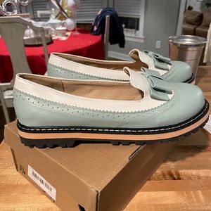 Blue Bow wingtip loafers